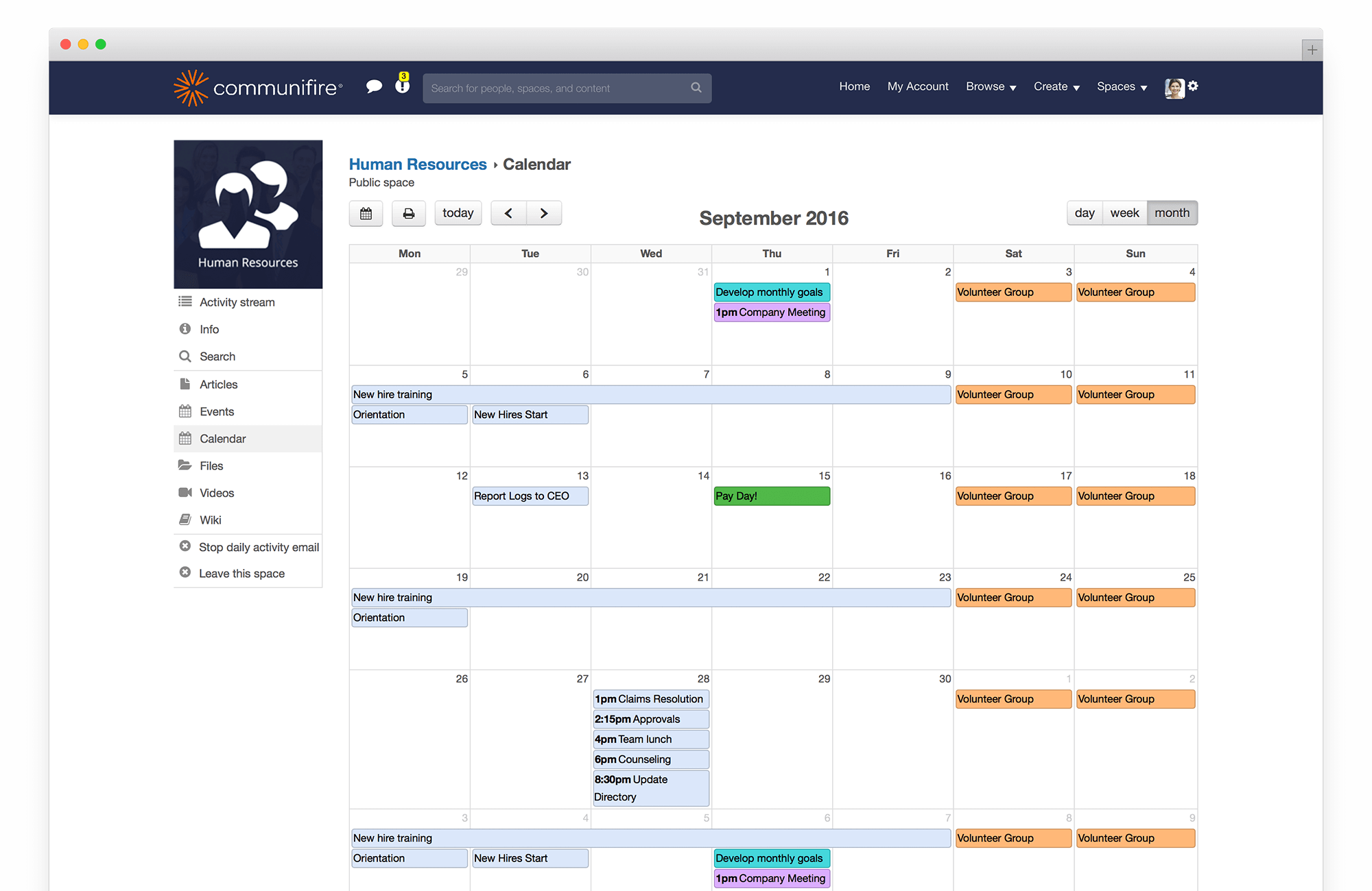 intranet calendar - manage remote employees