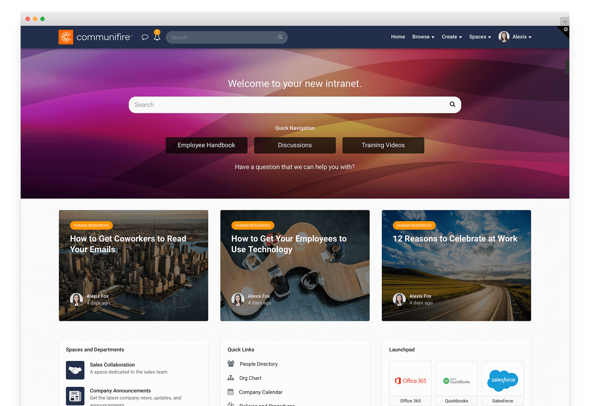 intranet design - homepage - company culture