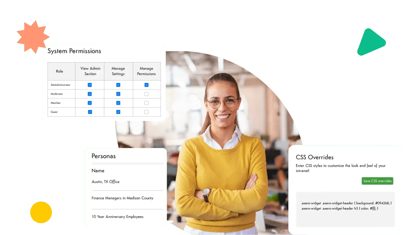 Axero drag-and-drop page builder with brand customization