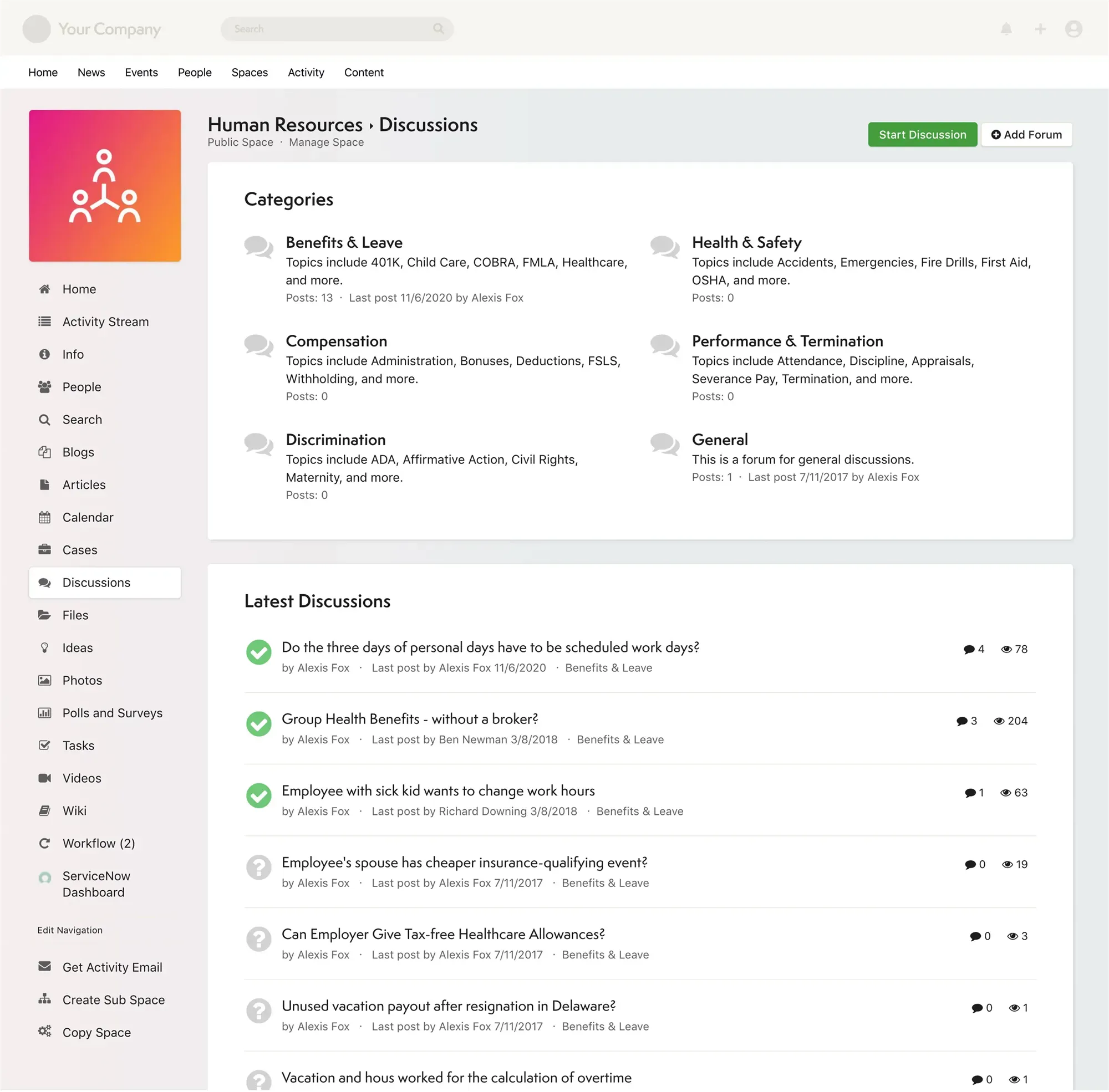 Community discussion forum with active threads and moderation tools.