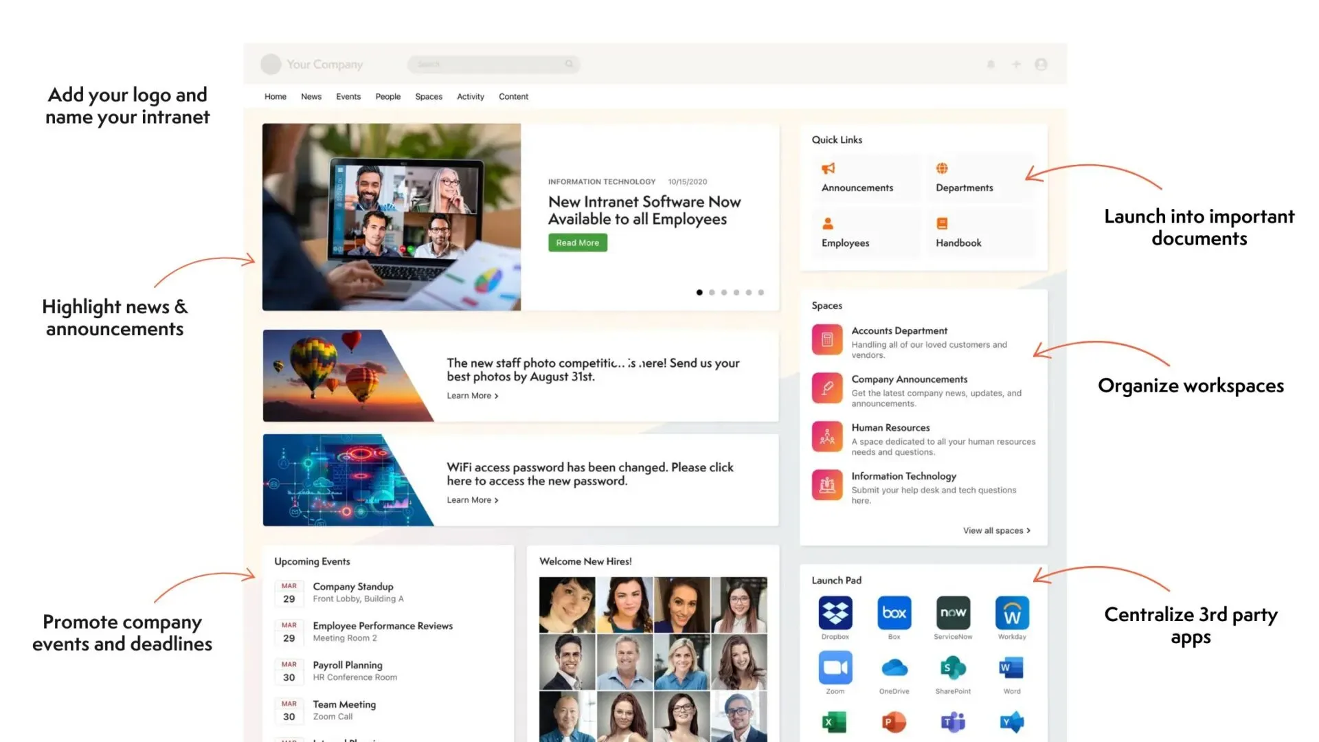 Business communication tools with messaging, blogging, and news feeds.