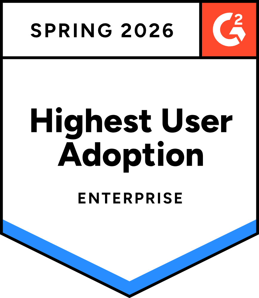 G2 Highest User Adoption Enterprise Spring 2026 badge