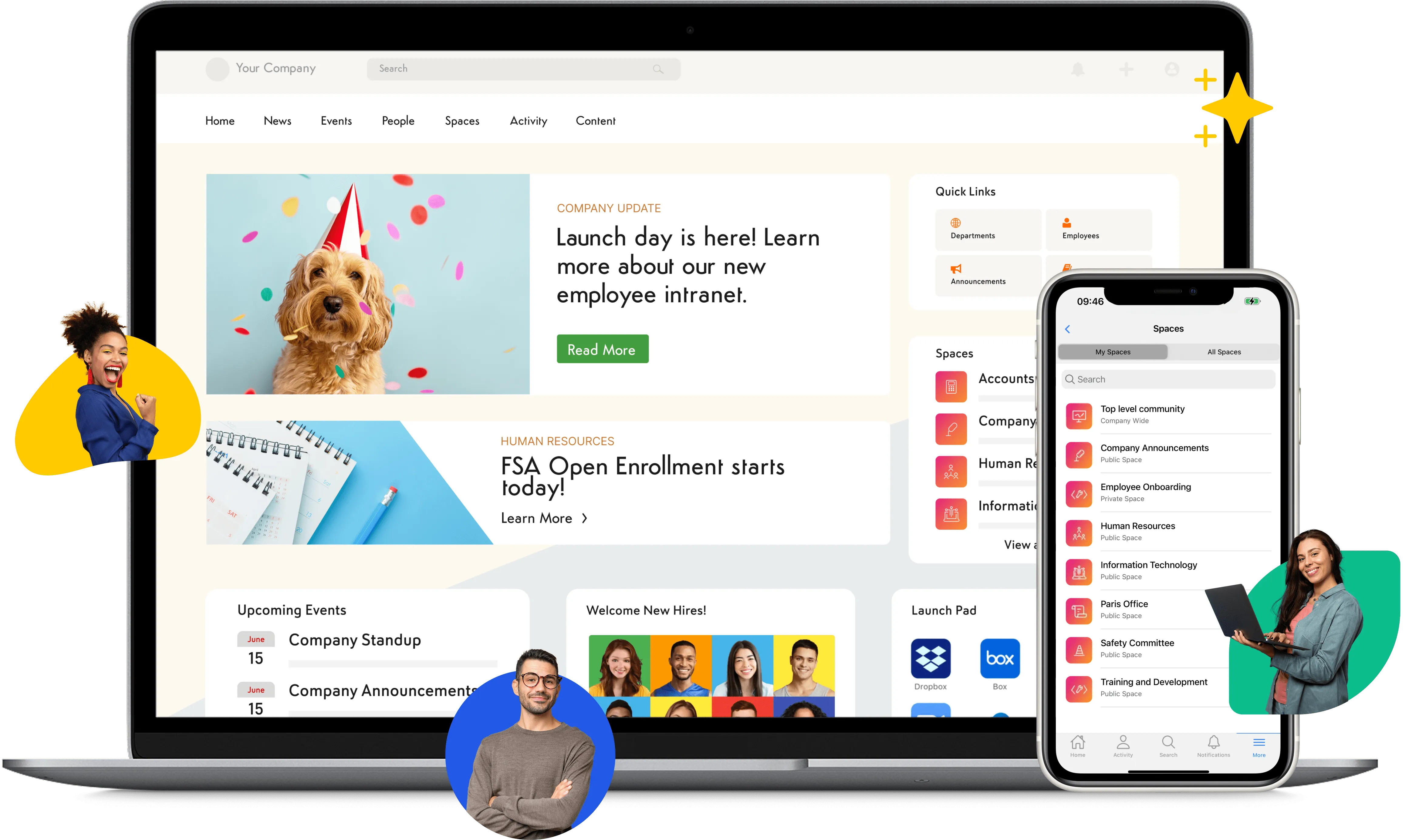 Axero intranet dashboard