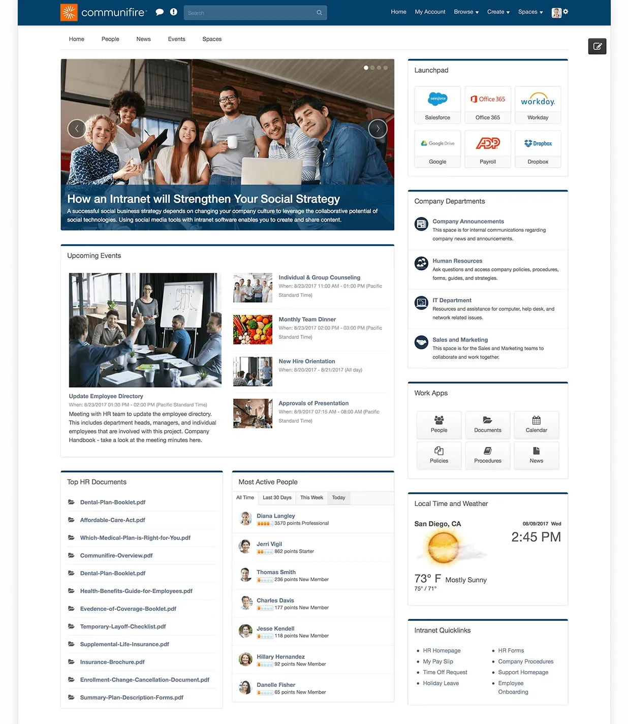 Intranet Homepage Screenshot