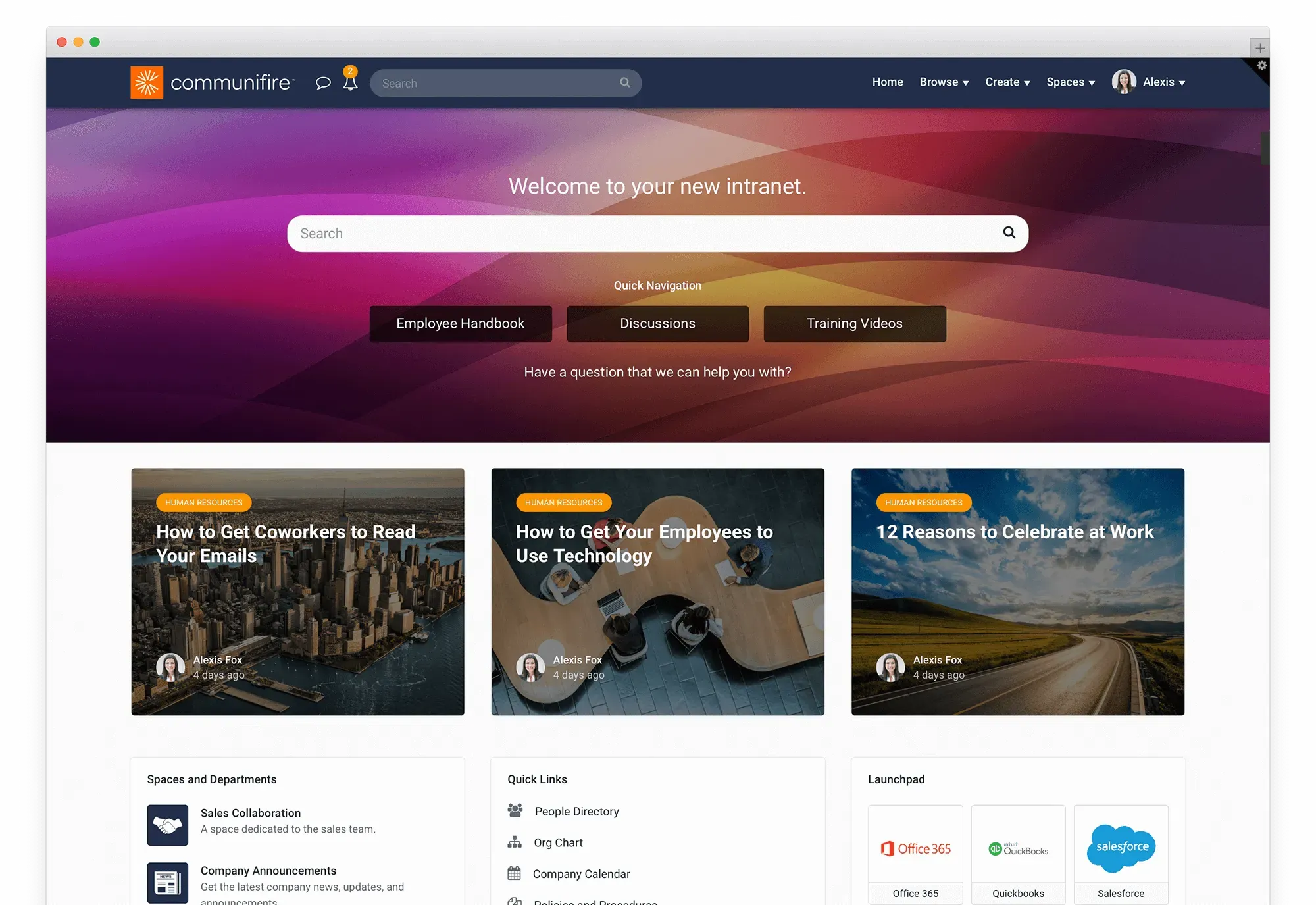 Intranet Homepage Screenshot