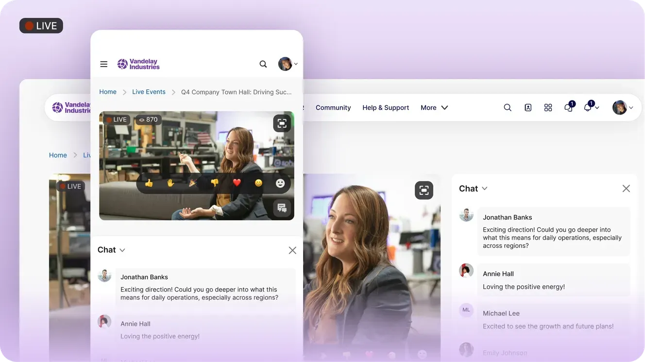 Staffbase branded employee app with mobile news feed designed for frontline workers