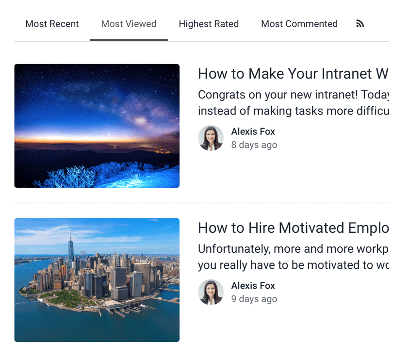 intranet features - content ranking