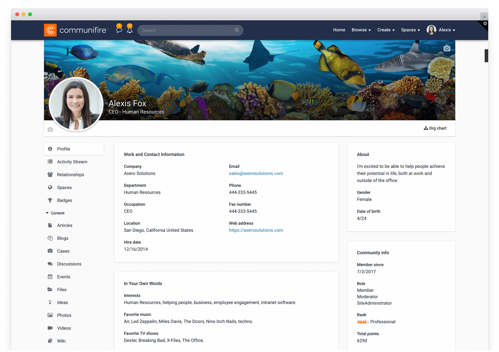 intranet software features - employee profiles