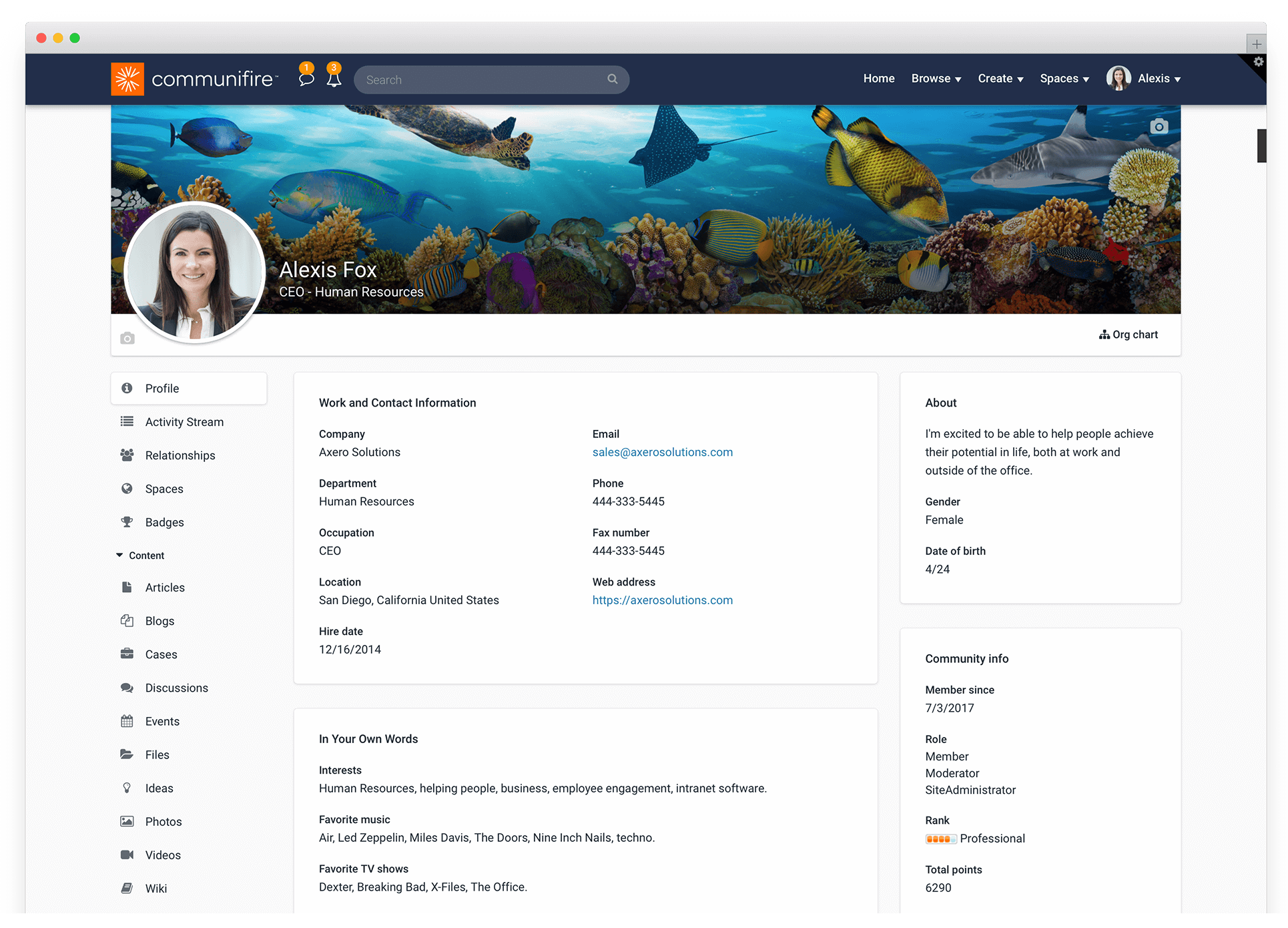 team collaboration software - employee profiles