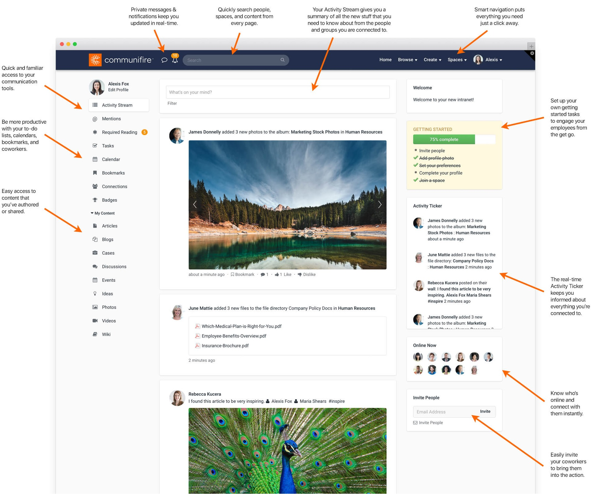 intranet and extranet - activity stream