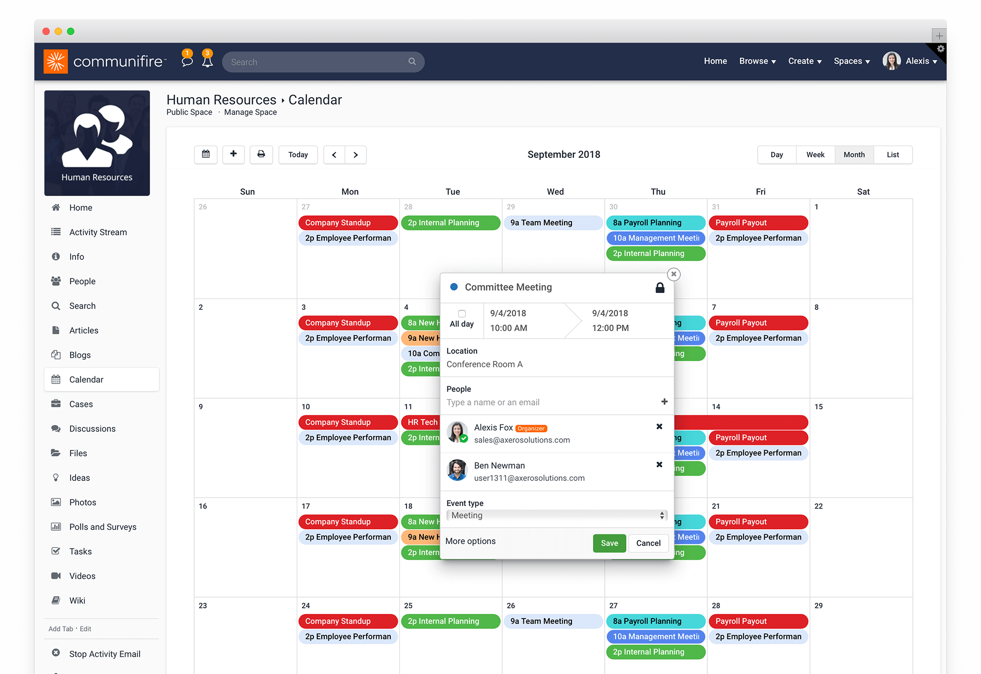 Personal and shared calendars for tech companies