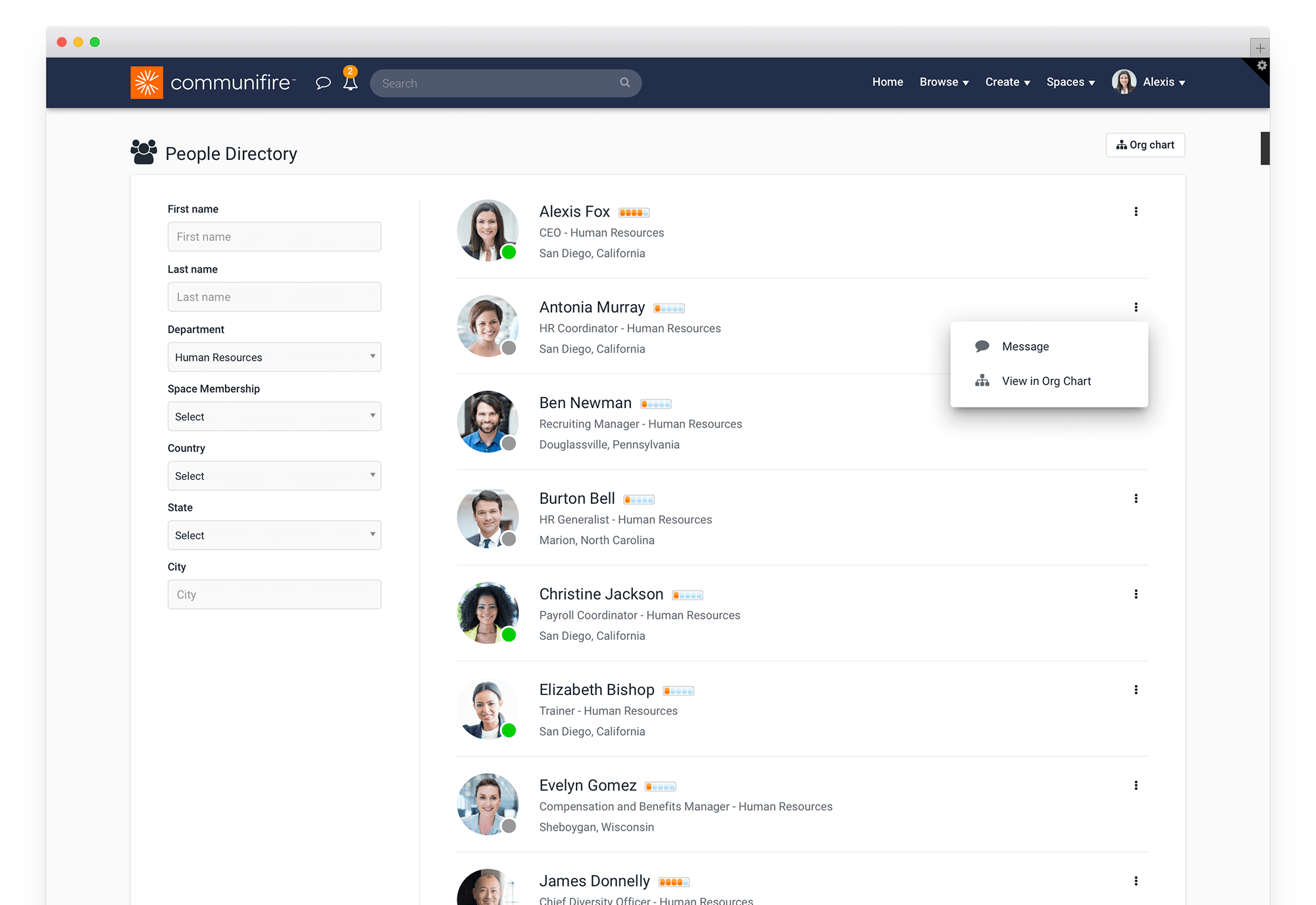 Employee directory for credit unions