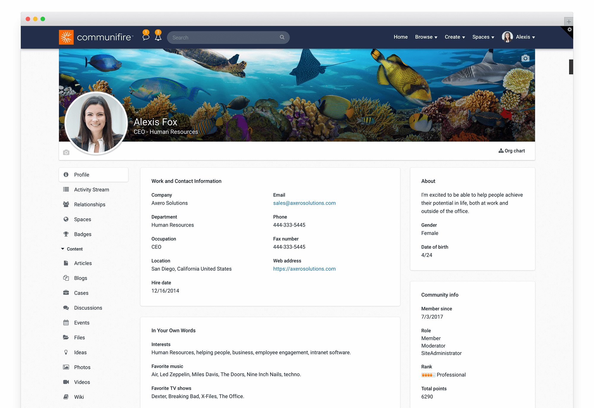 Employee profile for insurance