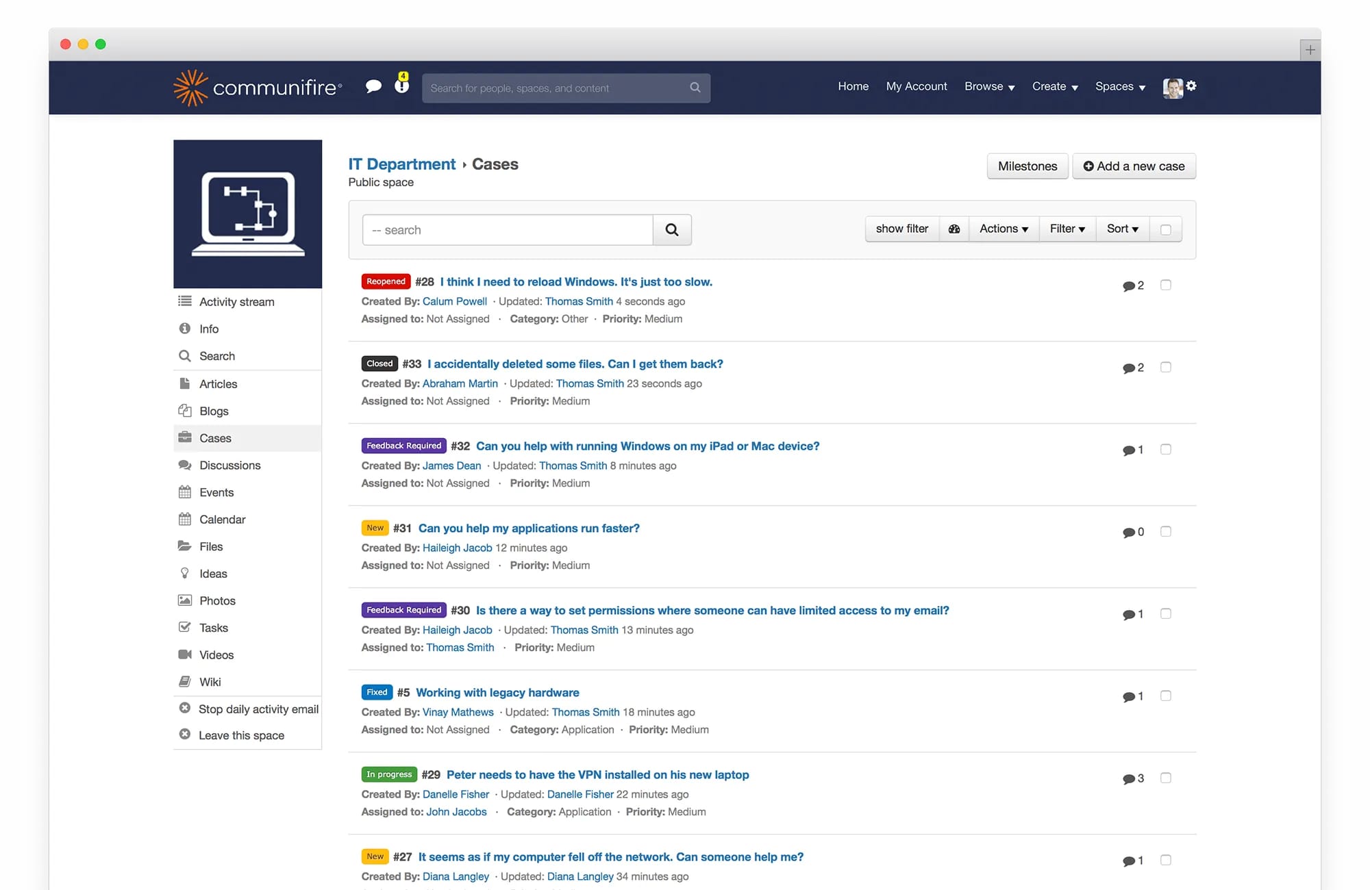 intranet glossary - cases - issue tracking software