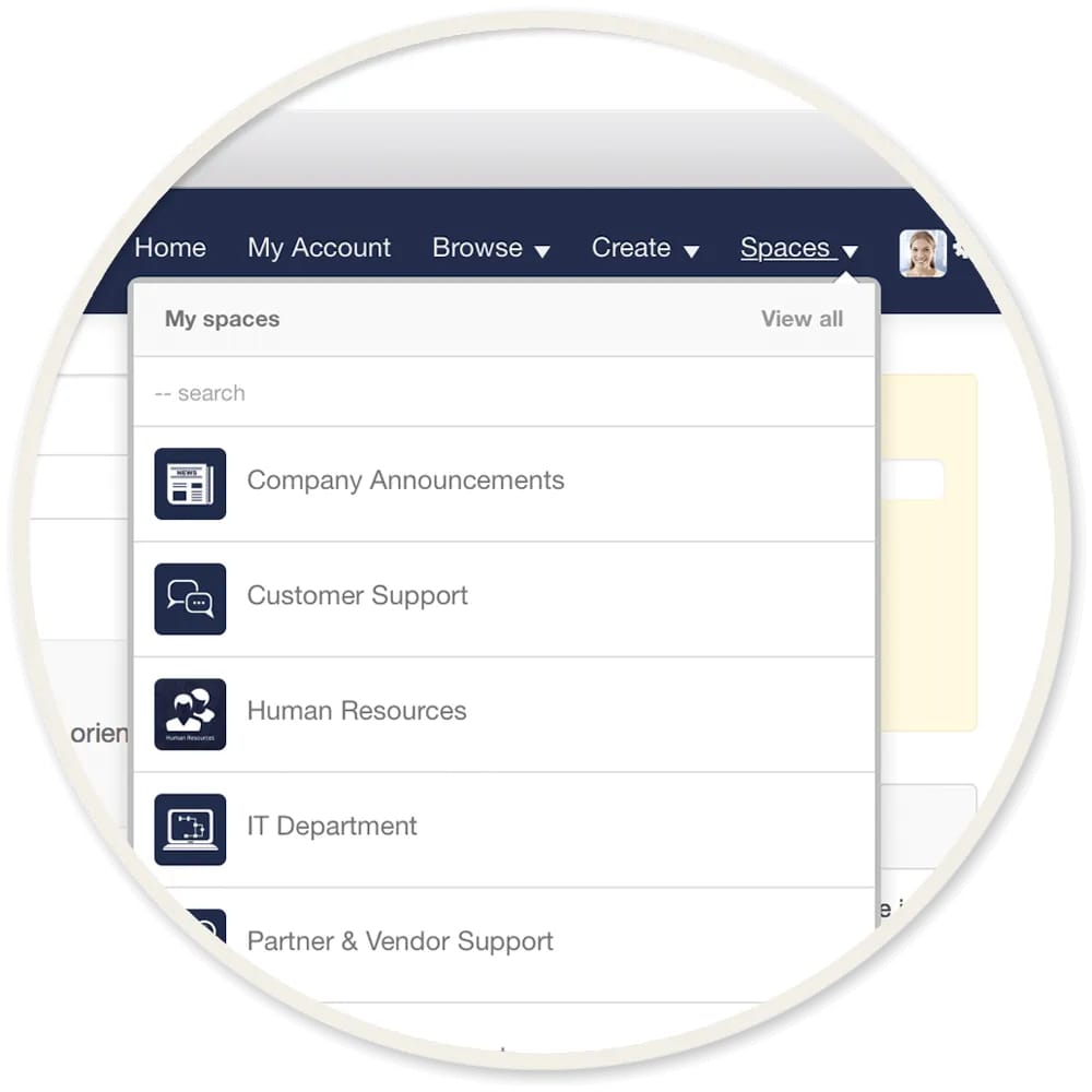 internal social network - intranet spaces groups