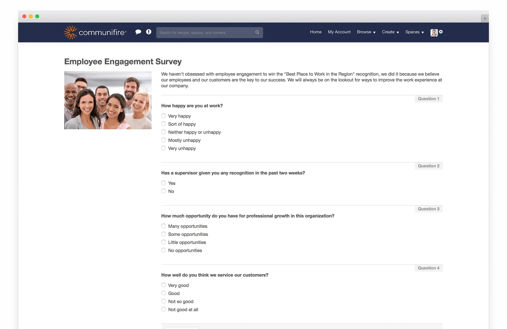 internal social network - intranet polls surveys