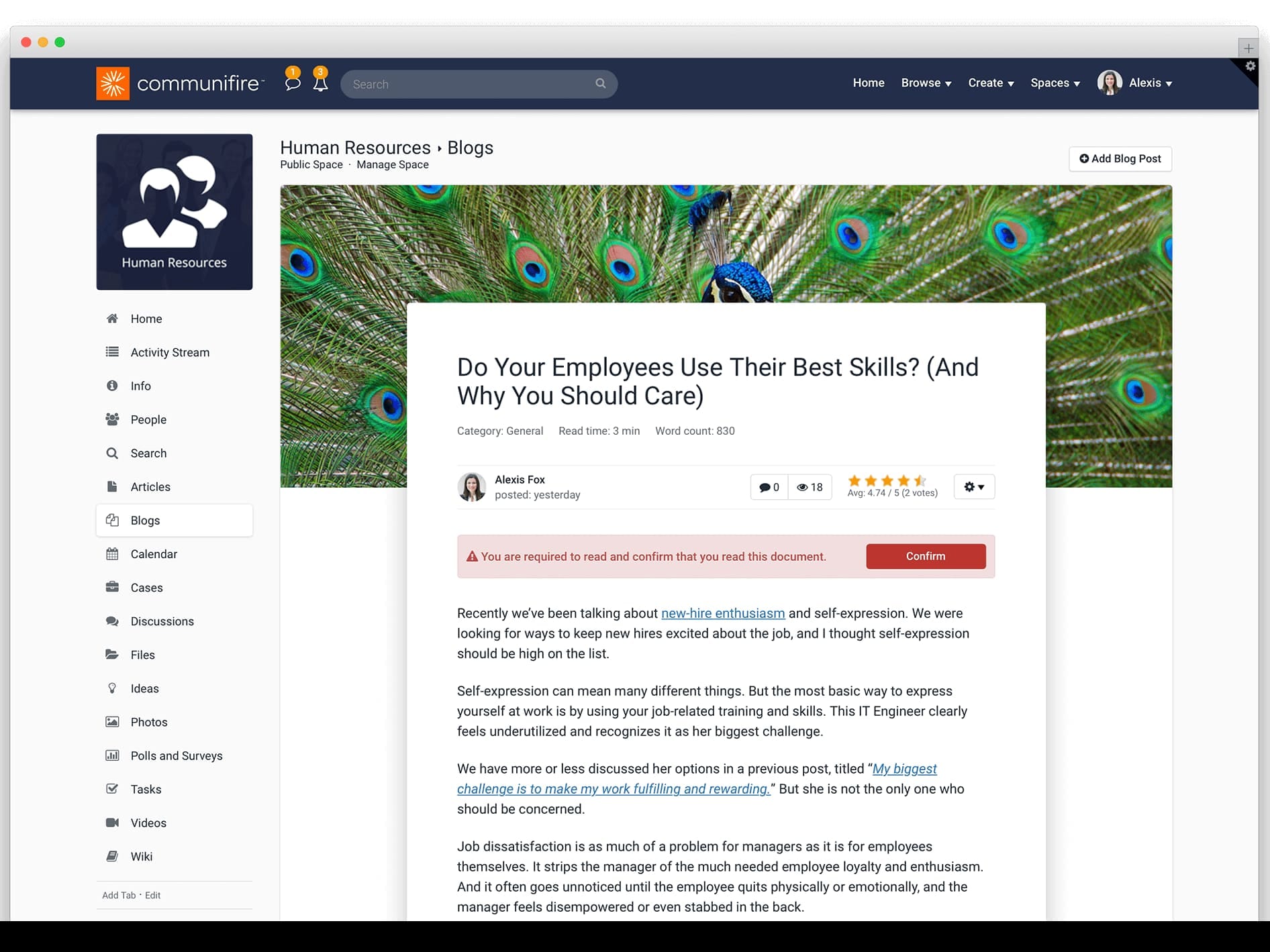 intranet personalization - blogs