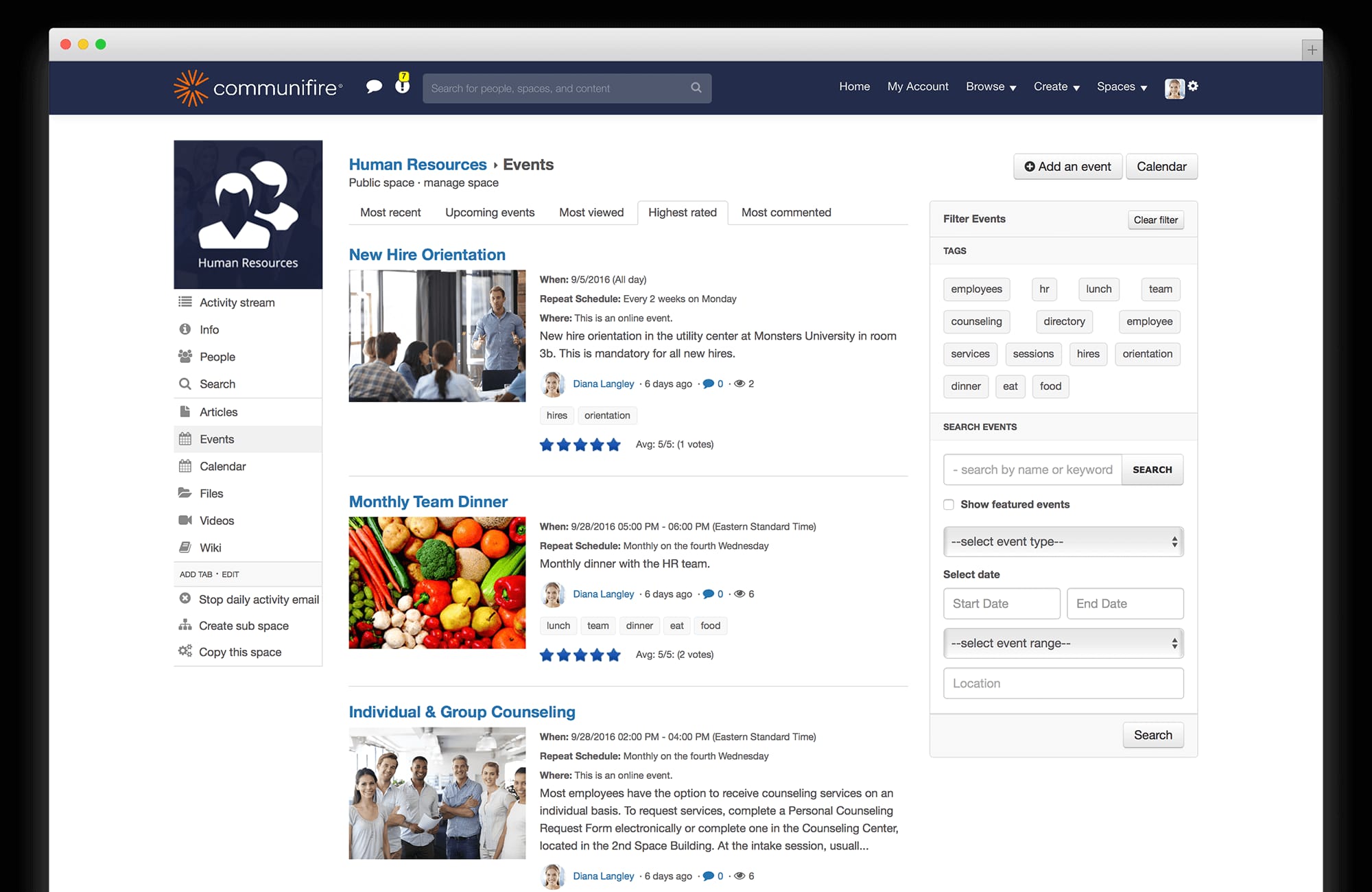 nonprofit communications plan - intranet event management
