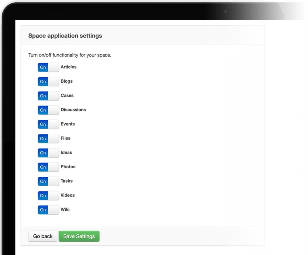 digital workspace application settings