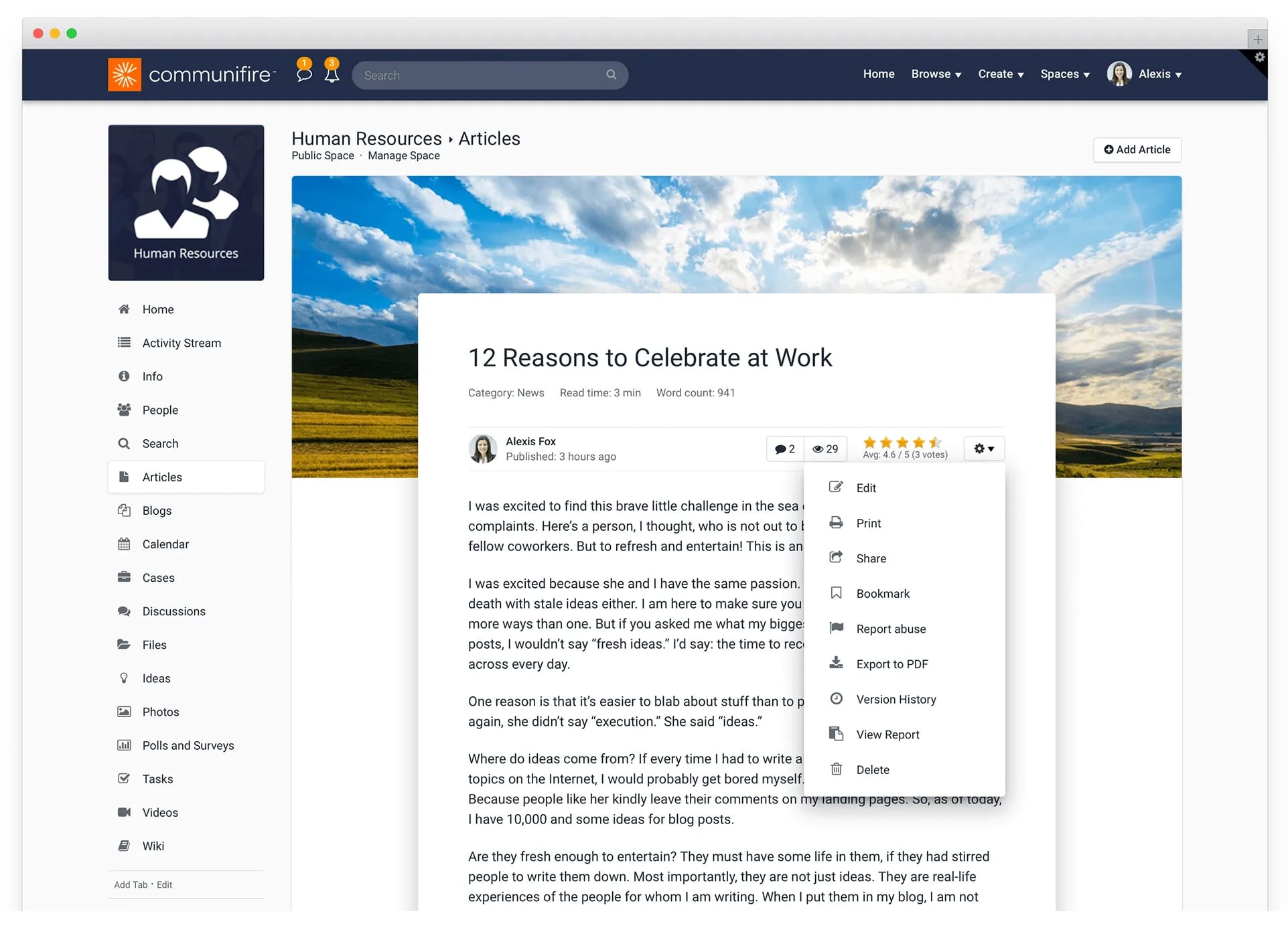 intranet article