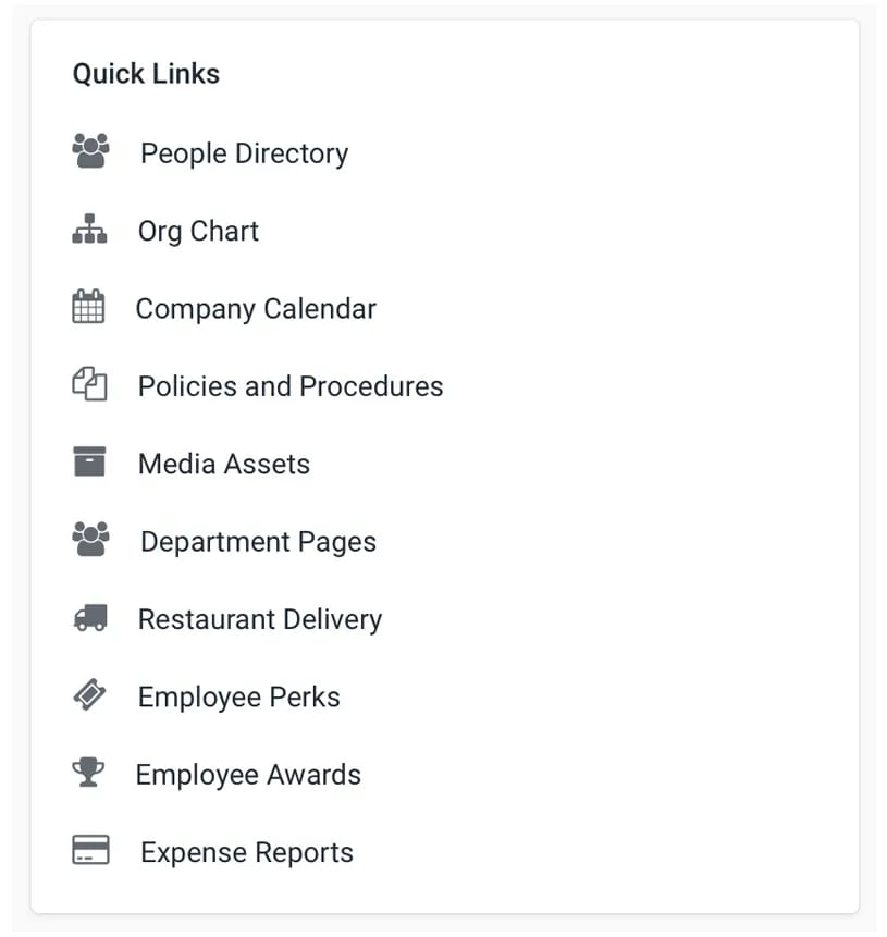 intranet homepage - quick links