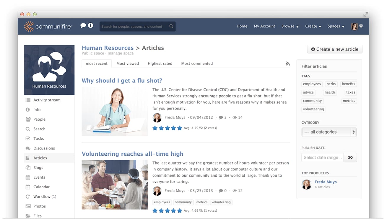 The Article & News Manager is Great for Sharing Company Wide News, Press Releases, and How-To's
