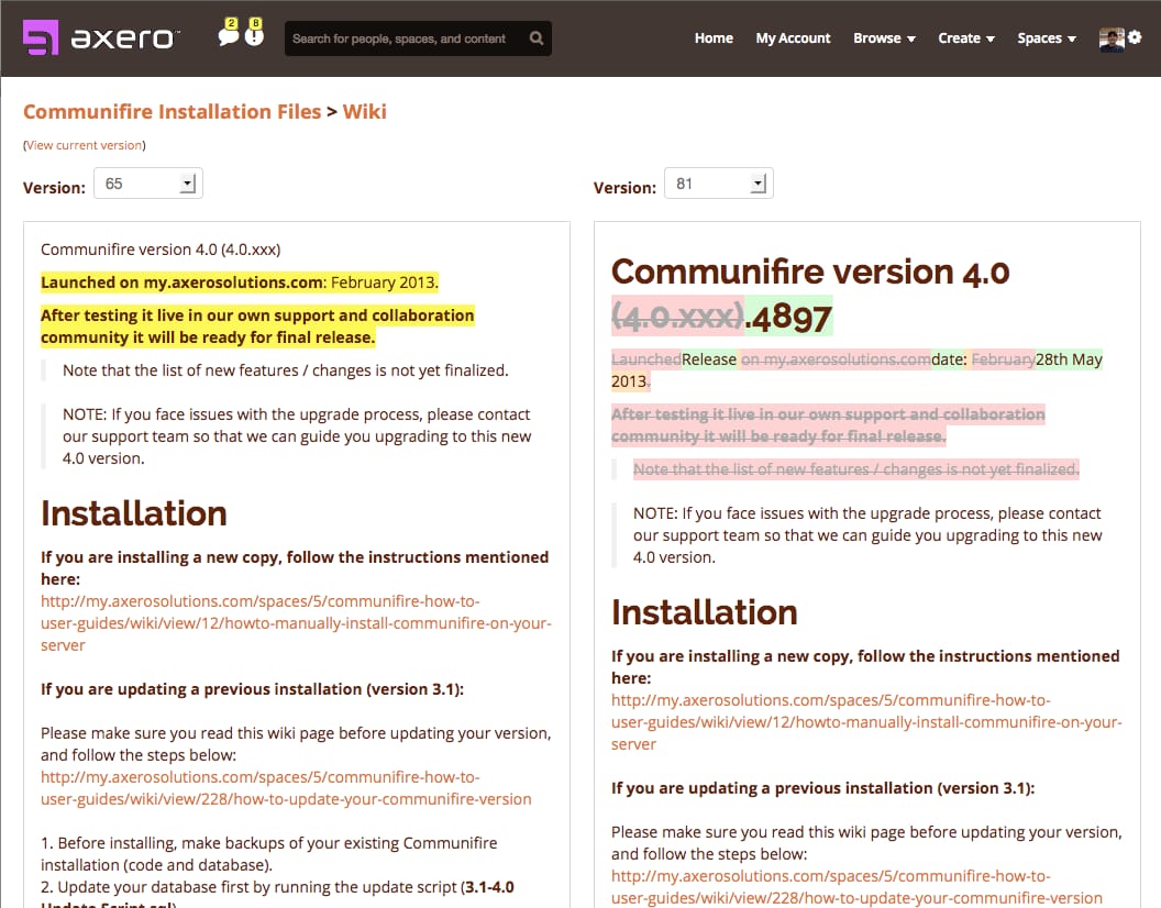 Enhancement: Wiki compare