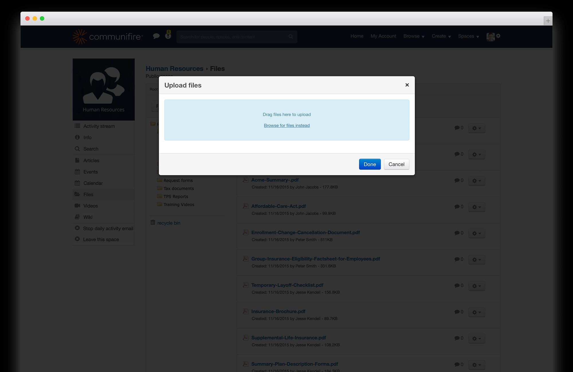 intranet document management upload