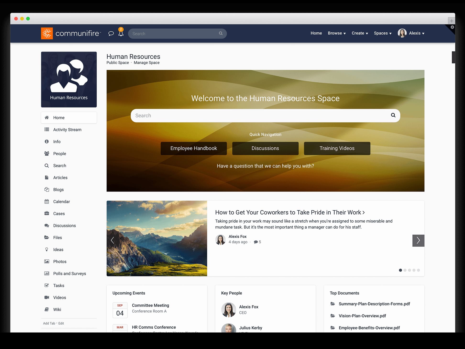 corporate intranet - space homepage