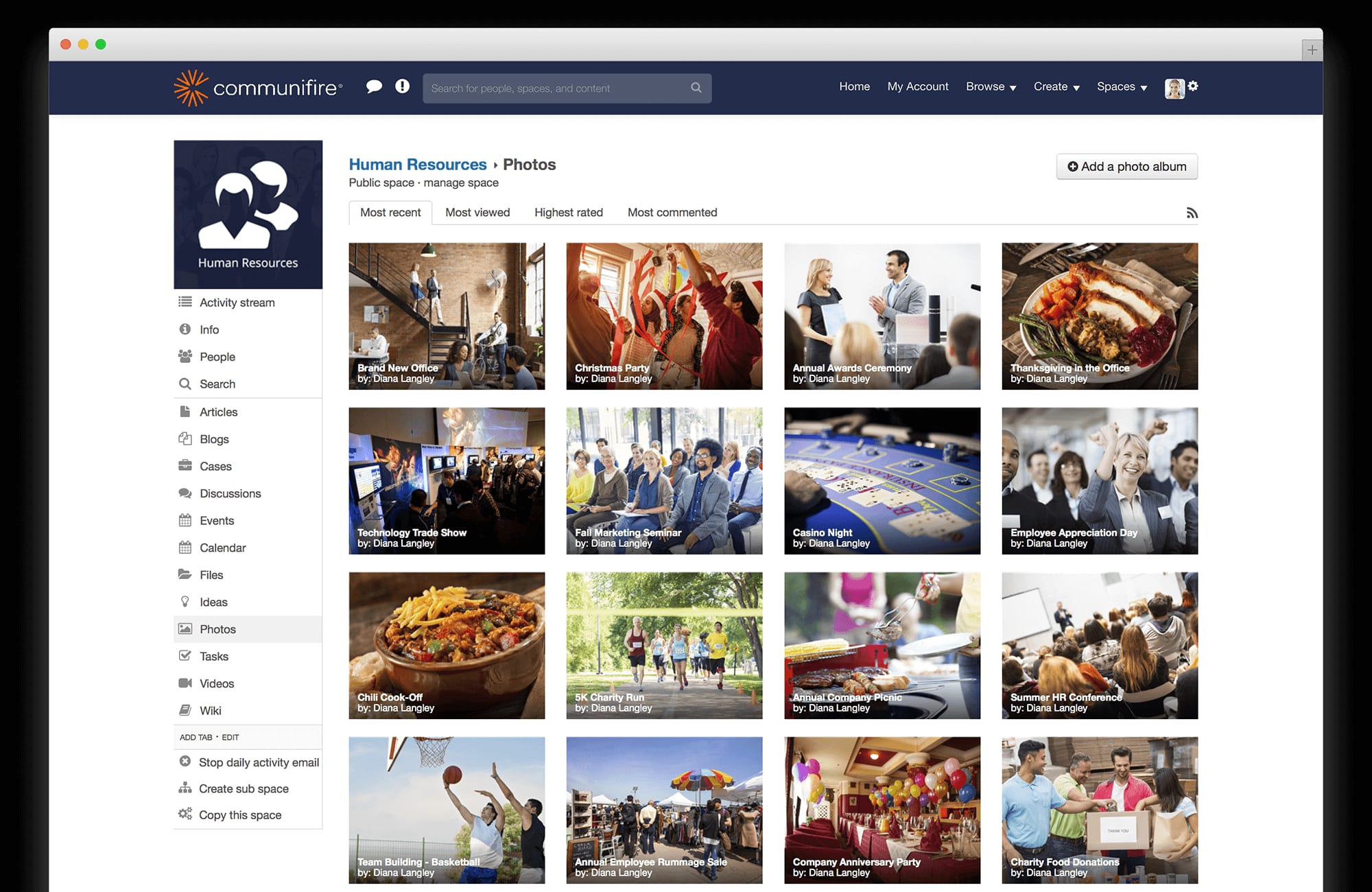 internal social network - intranet photos videos