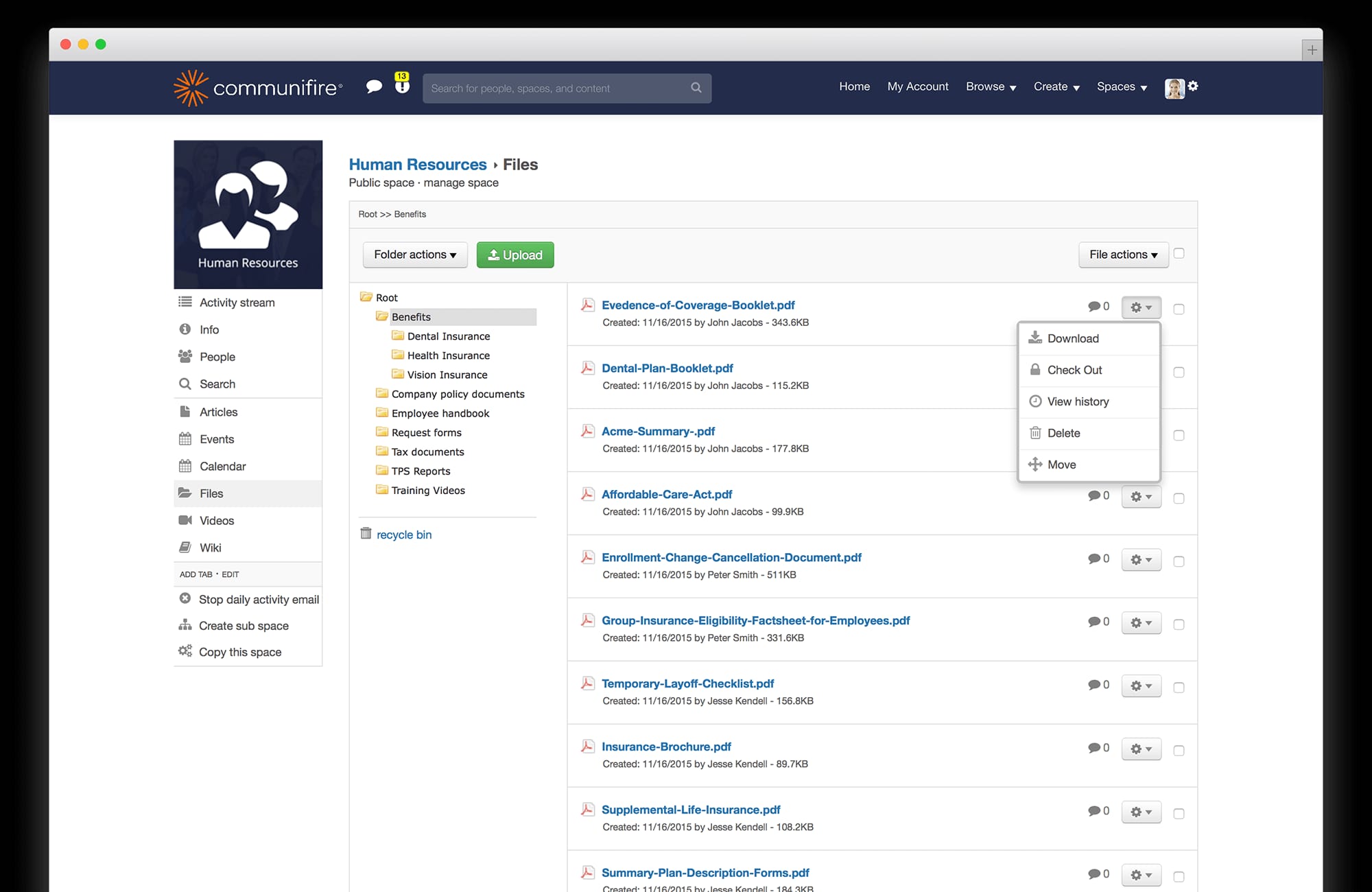 social intranet document management system