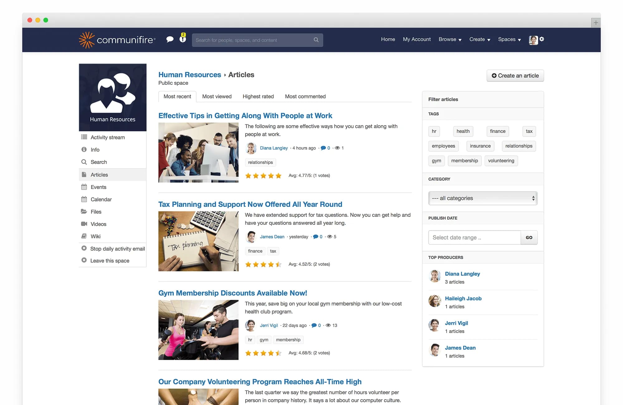 intranet manager - content creation