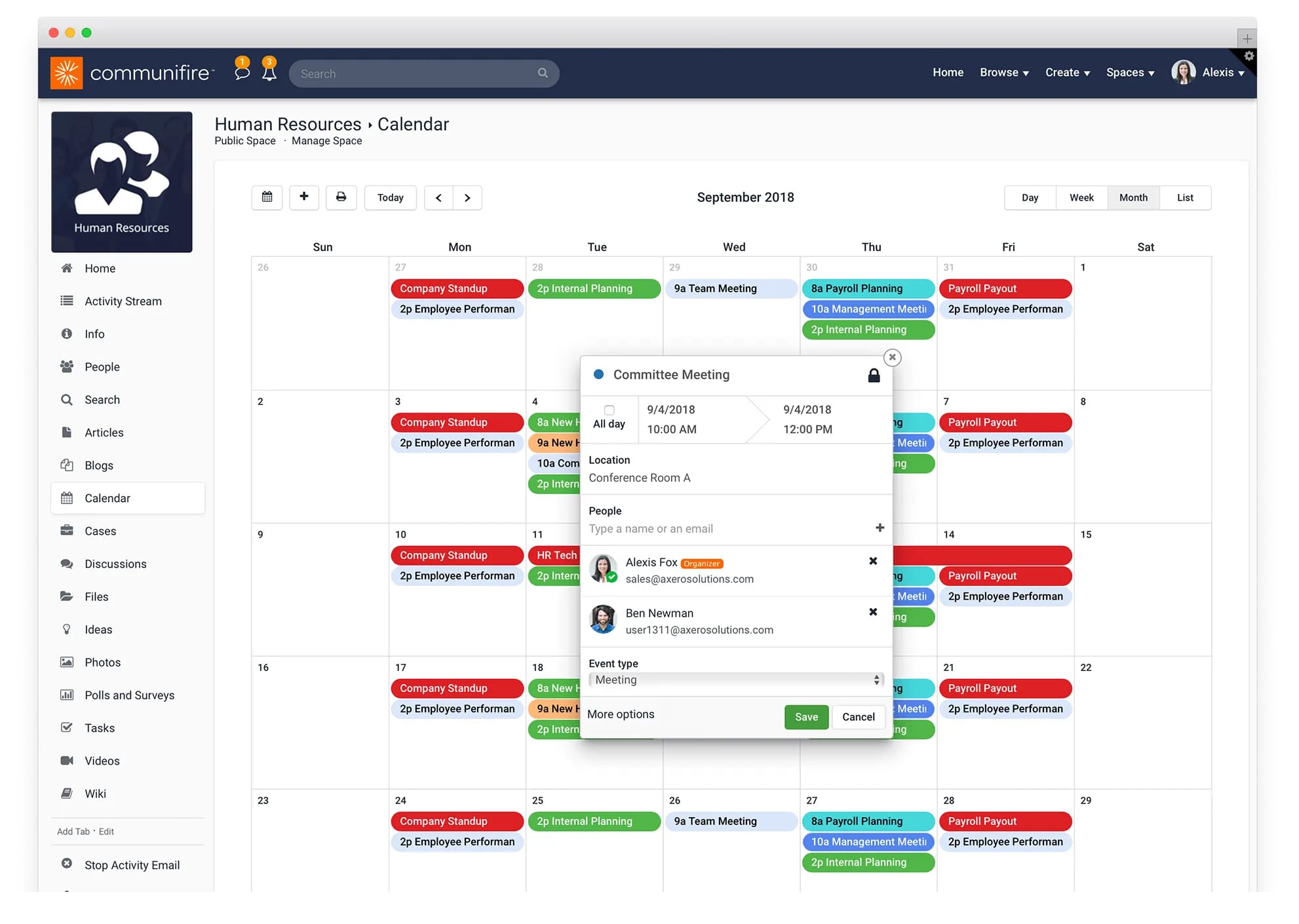 digital workspaces calendar