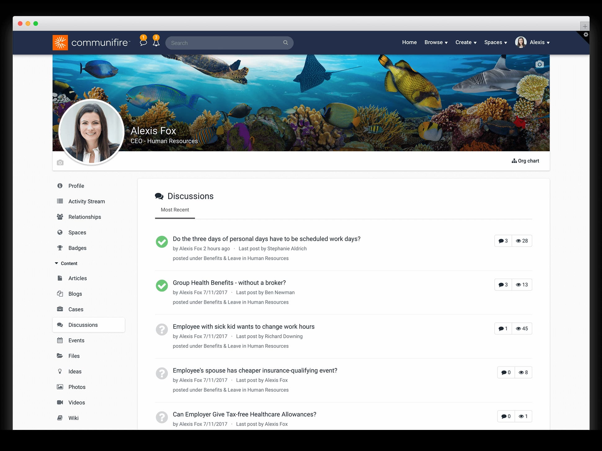 corporate intranet - employee profiles - discussions