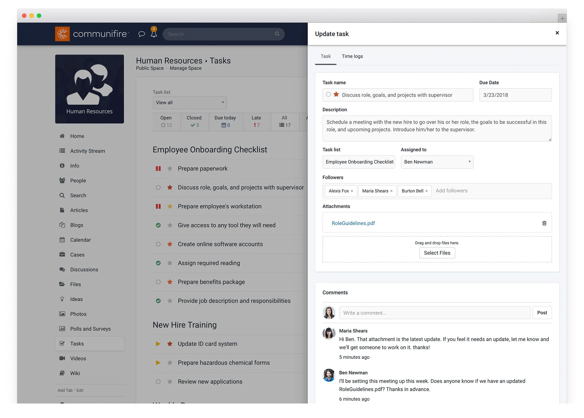 digital workspaces tasks