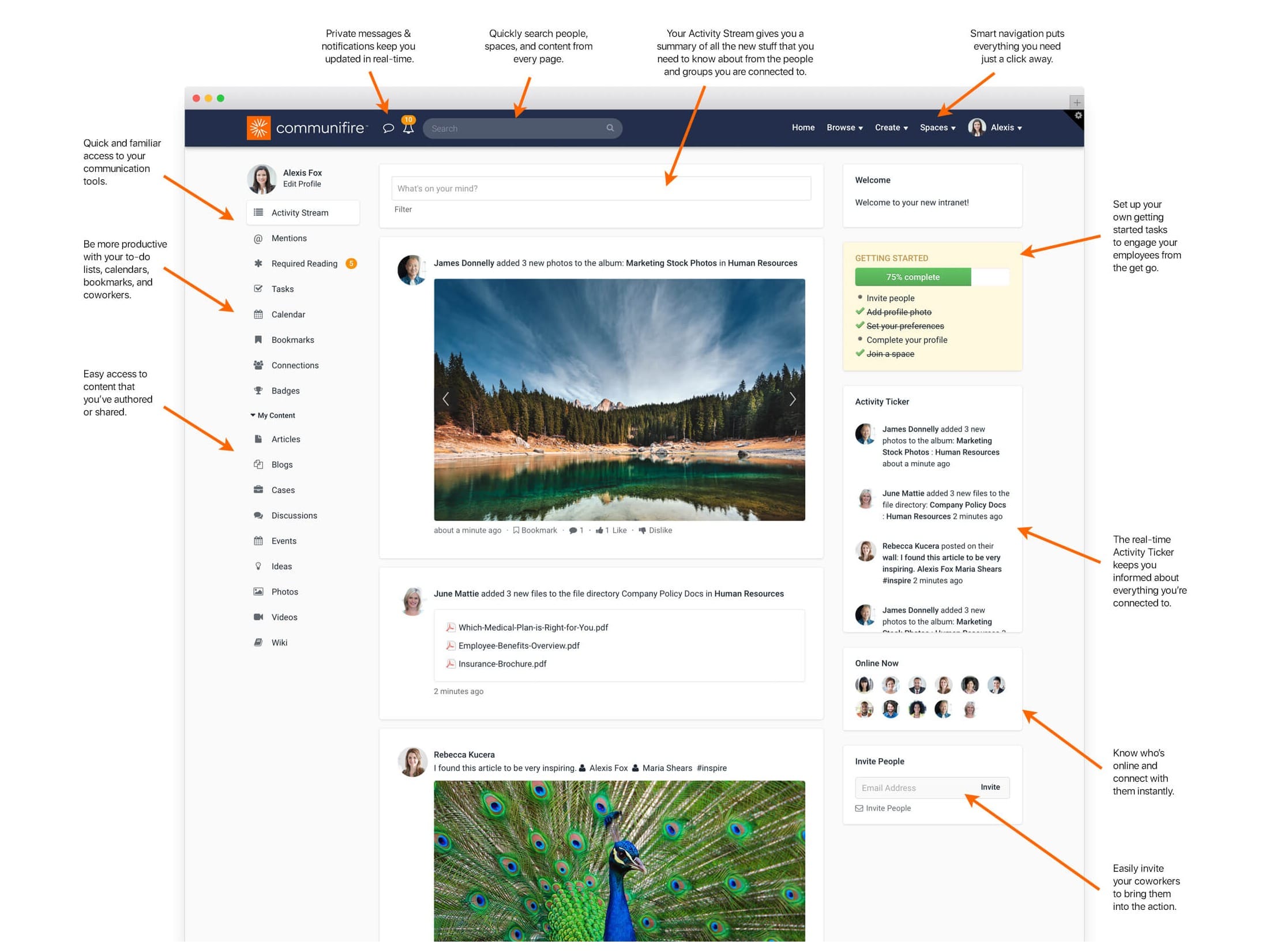 intranet homepage - activity stream