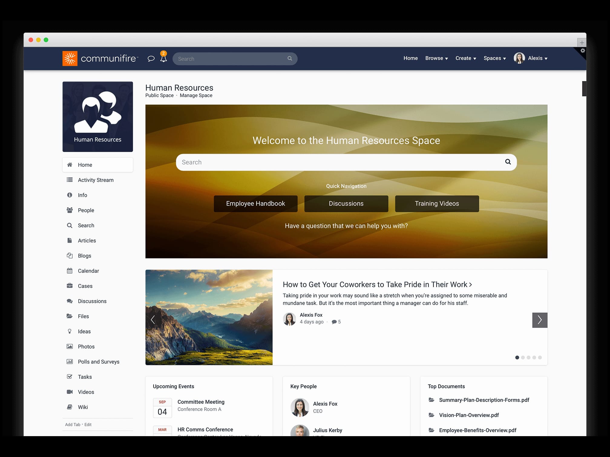 intranet homepage space