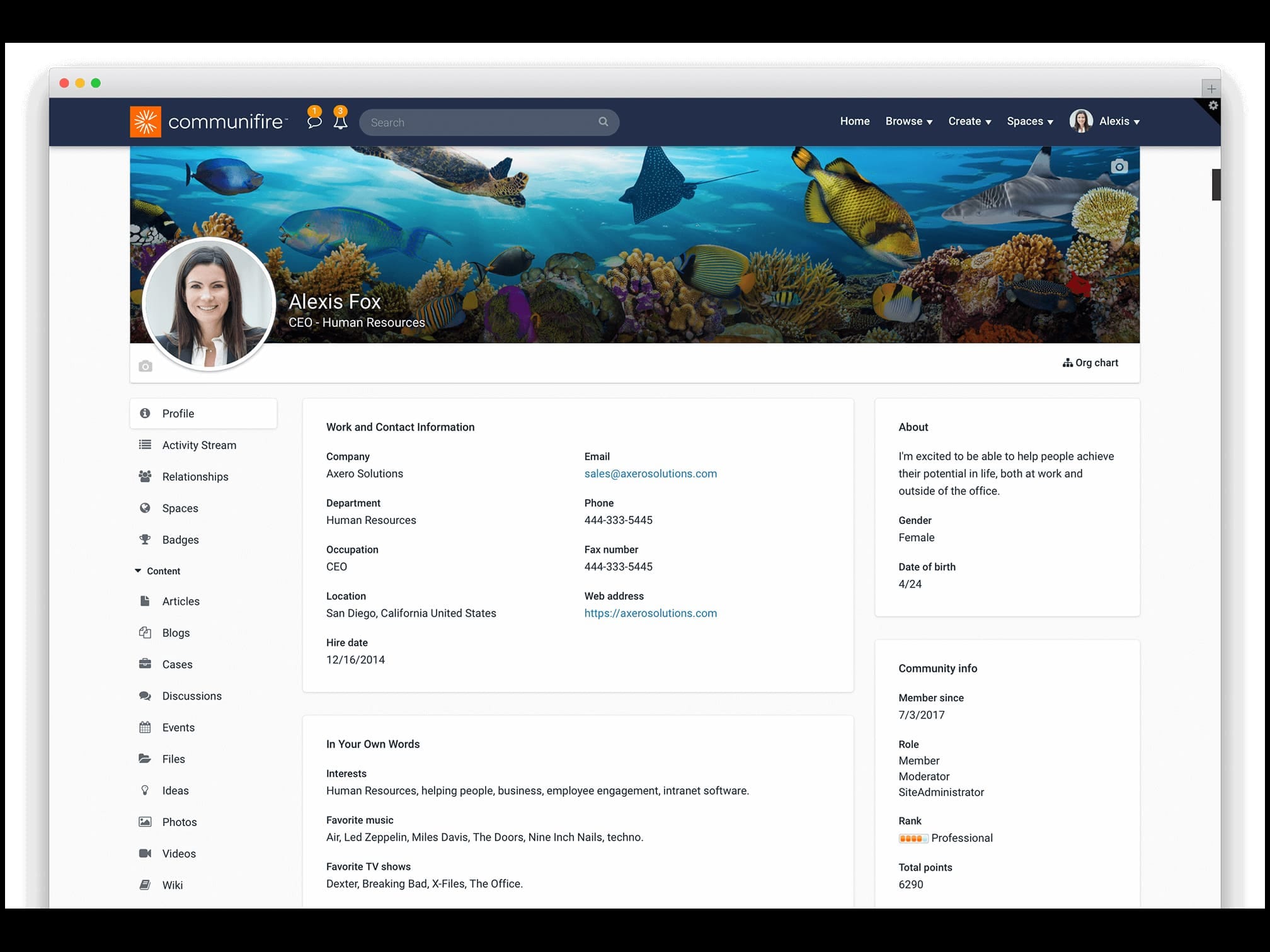 intranet software - employee profiles