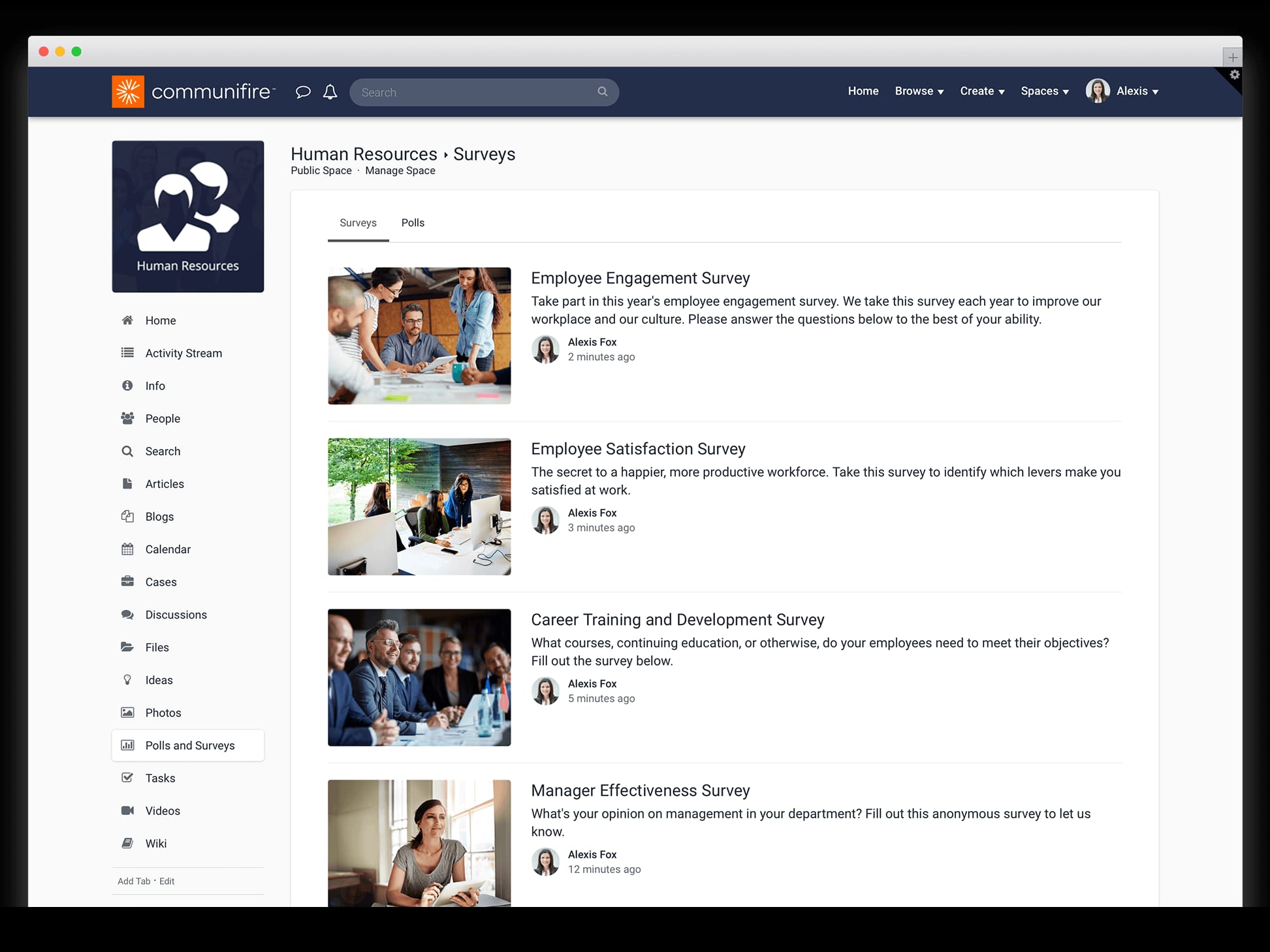 company intranet examples - surveys