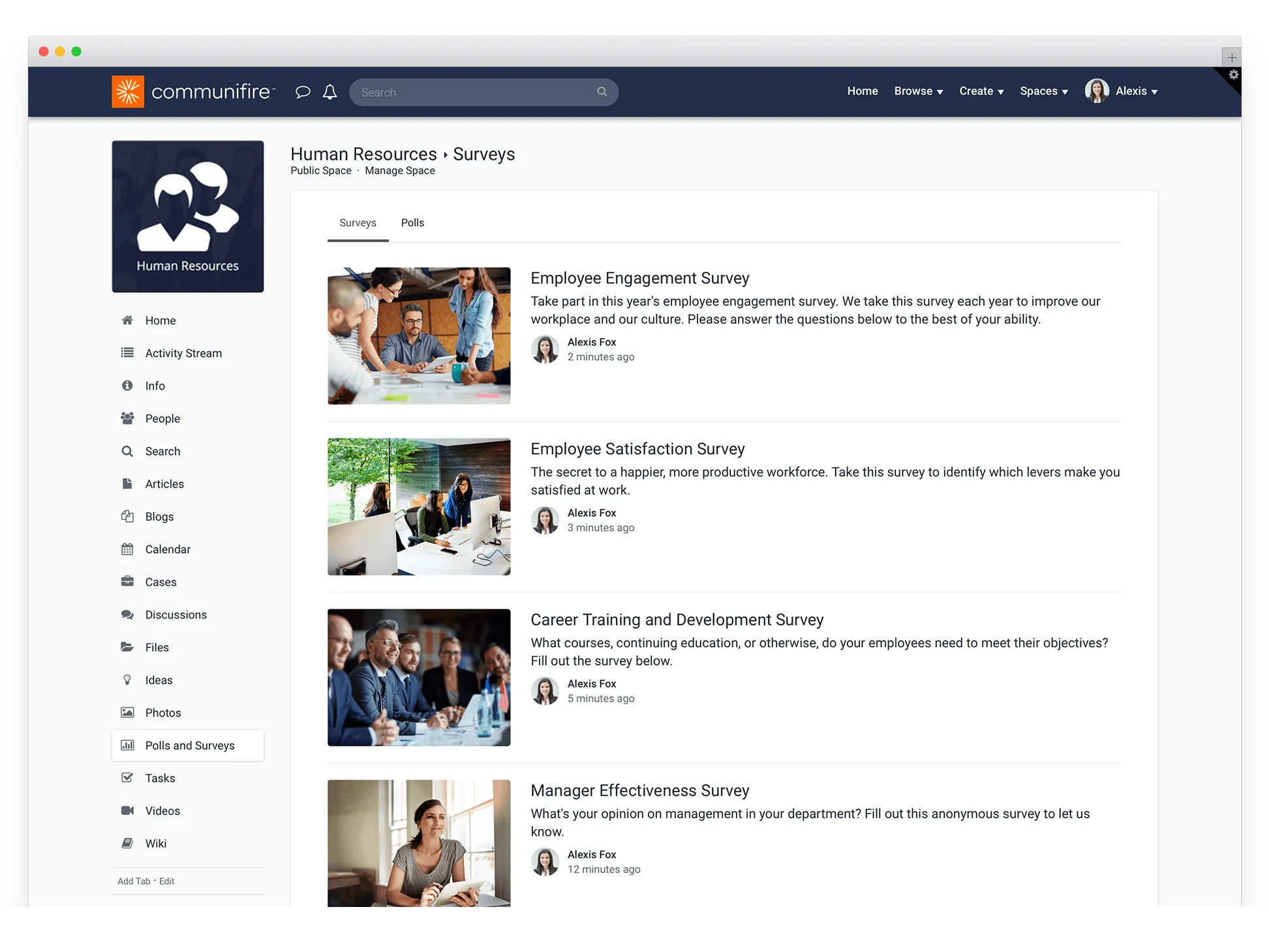company intranet examples - surveys