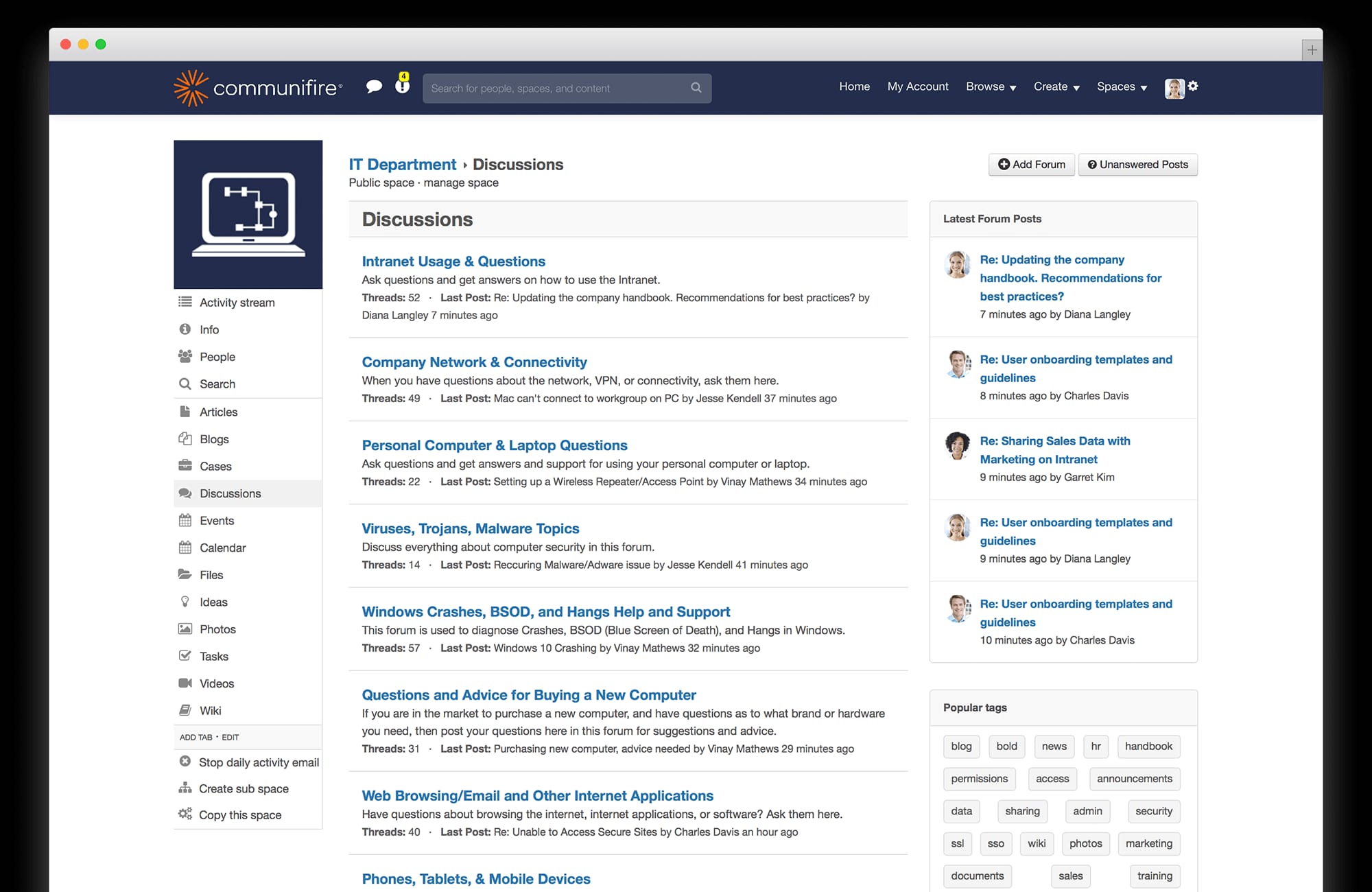 intranet file sharing - discussion forums