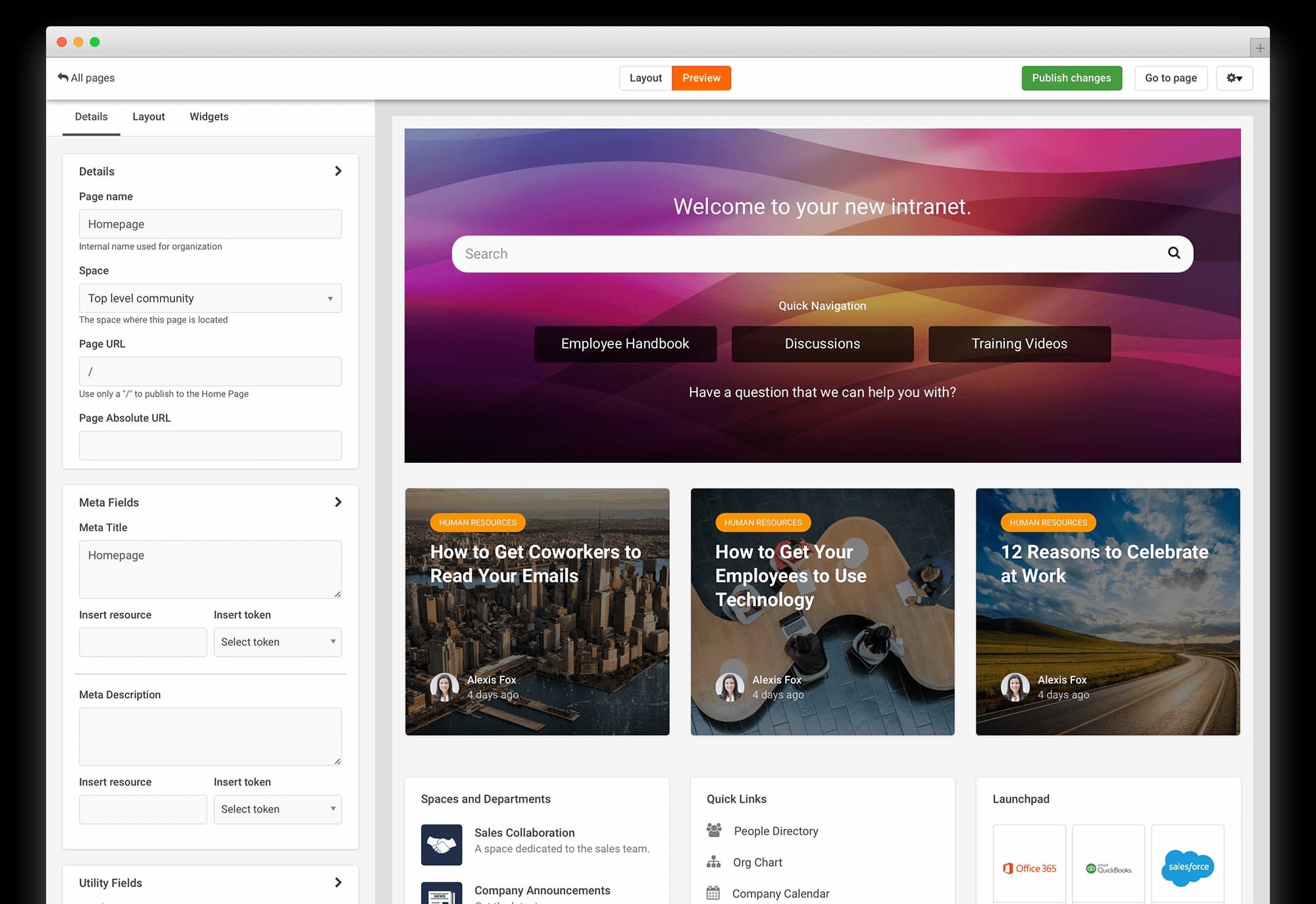 Intranet Page Builder