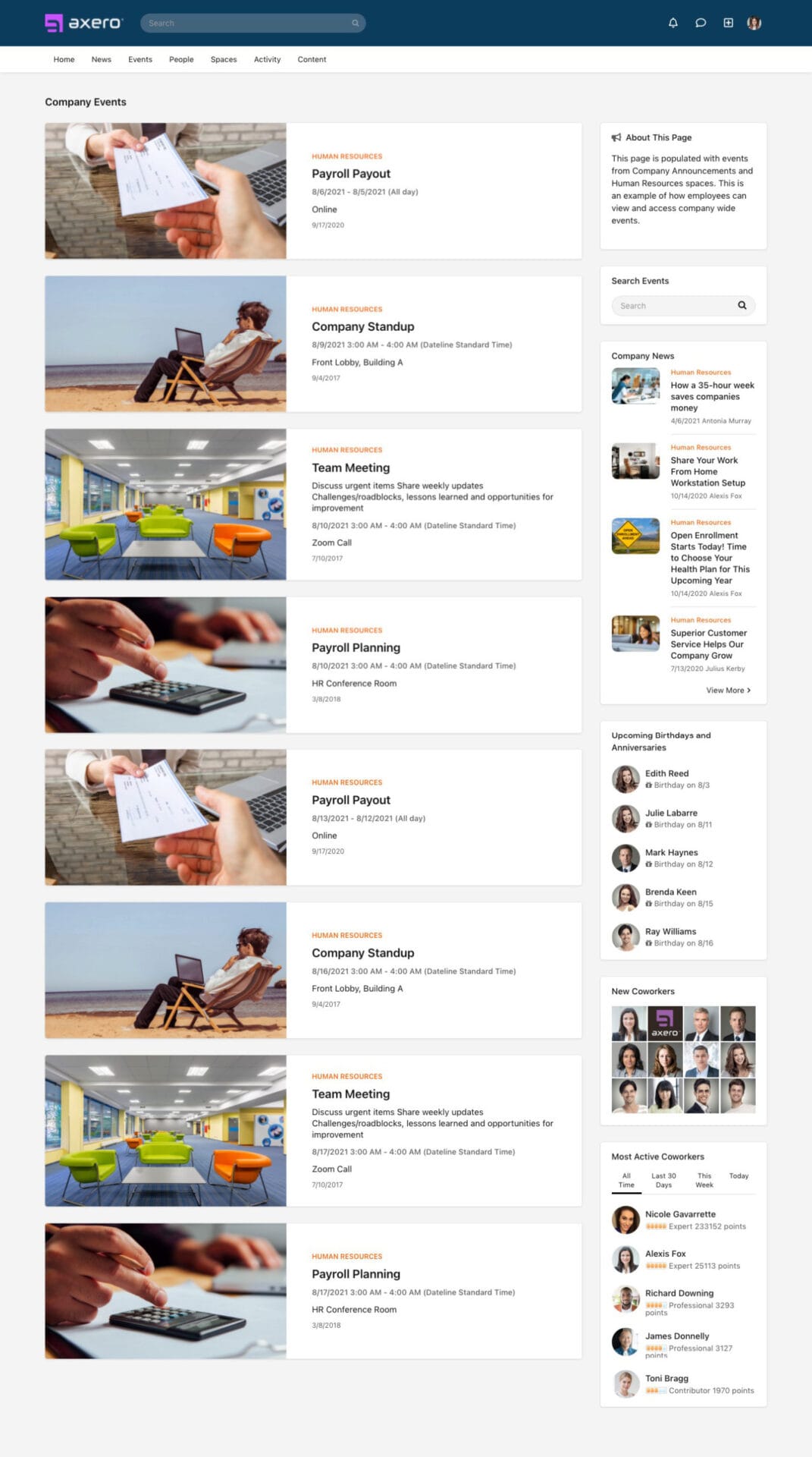 intranet screenshots