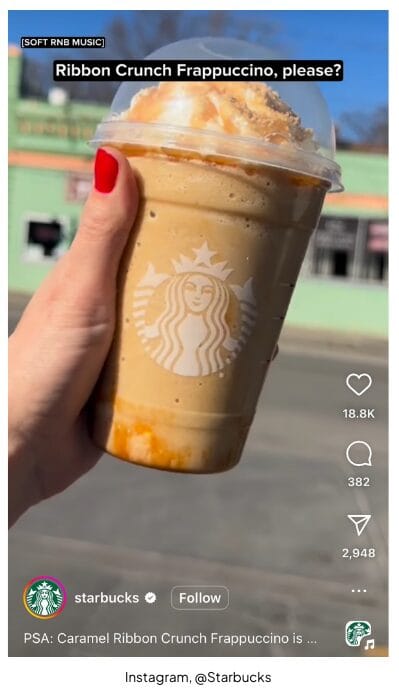 Starbuck's marketing strategy is to keep it visually appealing and build off of what their consumers post