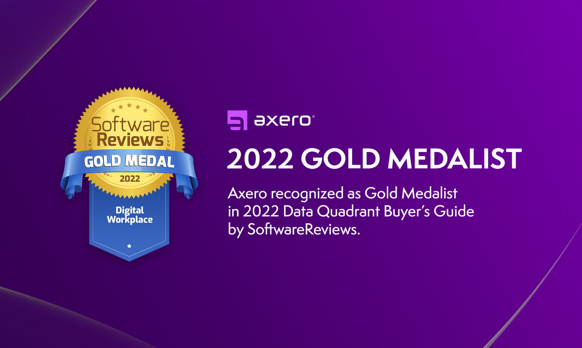 Axero Recognized as Gold Medalist in 2022 Data Quadrant Buyer’s Guide by SoftwareReviews