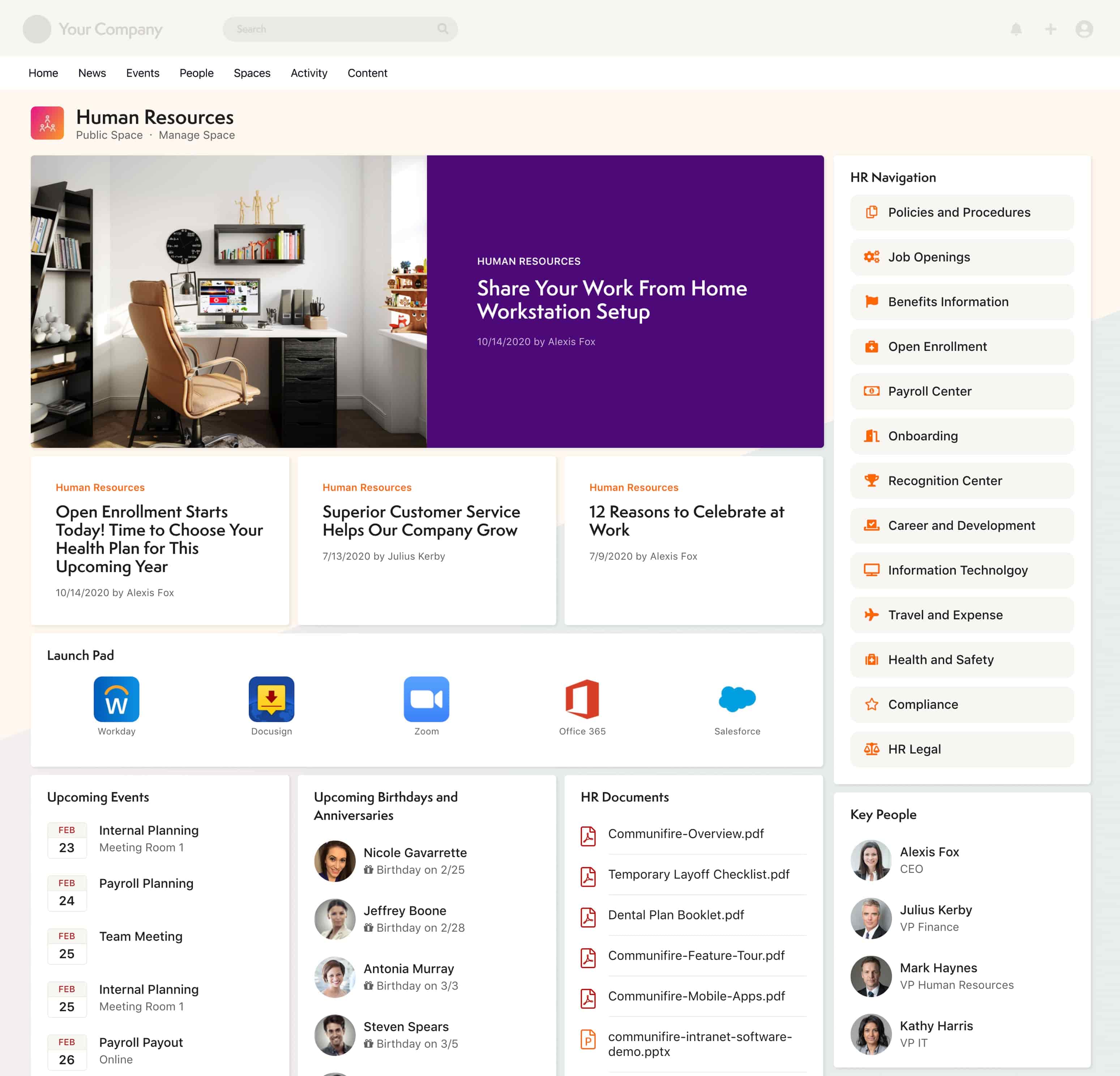 Intranet Platform Workspaces